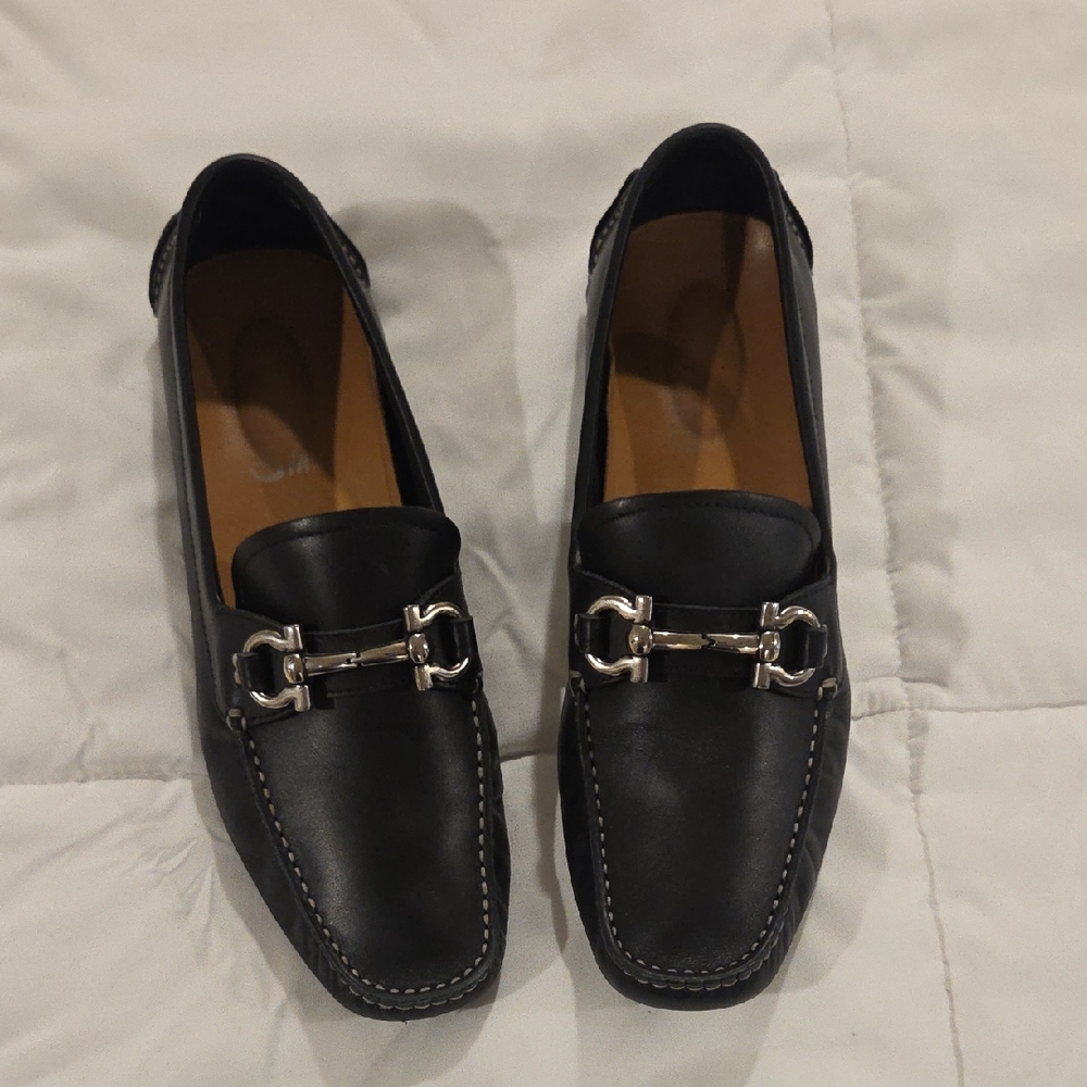 Women's Ferragamo Black Driver Loafers Size 8 1/2